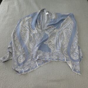 Chicos Cape Sweater Womens One Size Pullover Shawl Paisley Blue Gray Lightweight